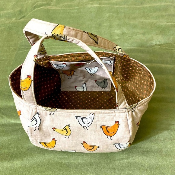 Chicken basket bucket bag cloth inside pocket handles - Picture 1 of 7
